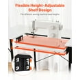 thumbnail image 4 of VEVOR Sewing Table, Multipurpose Sewing Machine Table with Foldable Side Shelf, Adjustable Shelf, Steel Legs, Computer Desk for Home, Fashion Studio, Art Studio, Educational Institution, White, 4 of 9