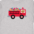 thumbnail image 4 of Inktastic Valentine Fire Truck Heart Bear Boys or Girls Long Sleeve Toddler T-Shirt, 4 of 5