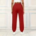 thumbnail image 6 of ZHYou No Boundarie Sweatpants for Women Fleece Multi Vertical Seam Drawstring High Waist Loose Cuffed Leg Joggers with Side Pockets,Red,Size L, 6 of 6