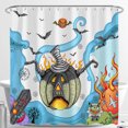 thumbnail image 1 of Whimsical Halloween Shower Curtain - Robot Pumpkin, 1 of 5