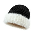 thumbnail image 3 of Tittly Winter Hats Beanie Women's Foldable Handmade Ear Warm Wool Cap Cotton Hat Knitted Hat Windproof Cold Sweat Hat Skull Caps Hats for Women Black One Size, 3 of 3