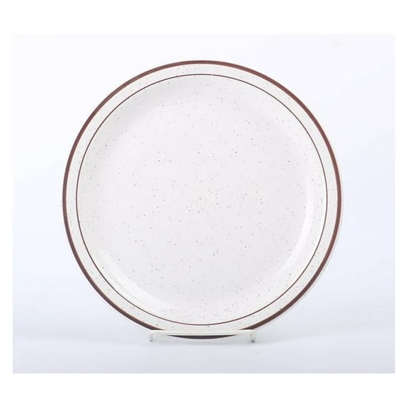 Stoneware Plates 10.5 Inch, Brown Speckled Dinner Plates - Restaurant Value Pack of 12
