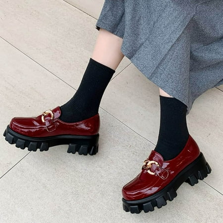 

Bnwani Boots For Women Flash Deals Low Heel Boots Leather Thick Ankle-High Red Boots 35-43