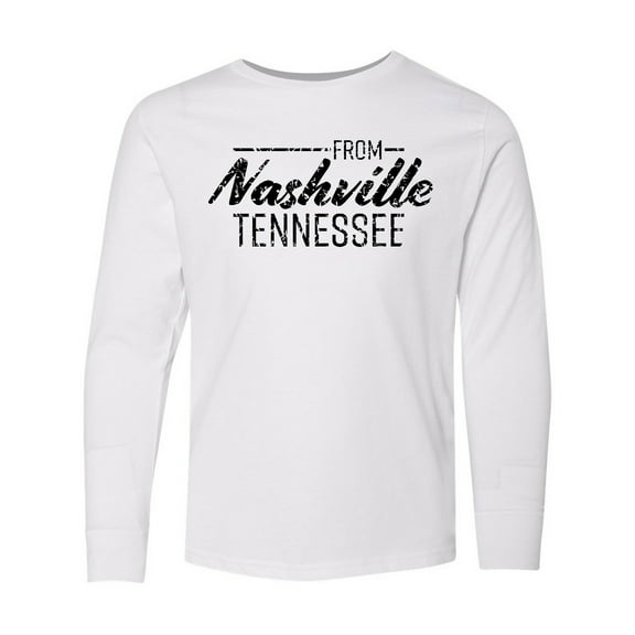 Inktastic From Nashville, Tennessee- State Capital Distressed Text Long Sleeve Youth T-Shirt