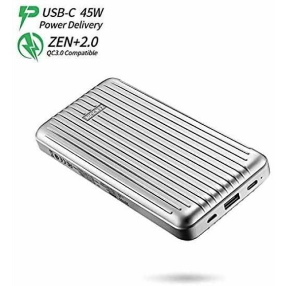 Zendure 10,000 mAh Crush-Proof Portable Charger, Silver