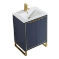thumbnail image 3 of Fine Fixtures Opulence Collection 24 in. W x 18 in. D x 33 in. H Bathroom Vanity in Navy Blue with White Ceramic Sink - Satin Brass hardware, 3 of 9