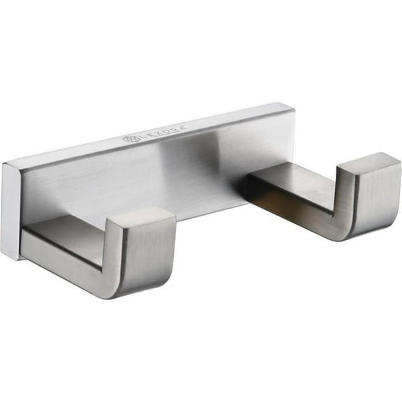 Lexora Bagno Bianca Stainless Steel Double Robe Hook in Brushed Nickel
