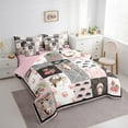 thumbnail image 3 of Manfei Cute Opossum Plaid Bedding Comforter Set 7 Pieces for Kids Girls, Cute Strawberry Floral Full Bedding Set, Rodent Animal Fitted Sheet Flat Sheet, Lightweight Room Decor, 3 of 8