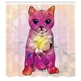 thumbnail image 3 of Ambesonne Pink Shower Curtain, Retro Digital Robot Cat, 69"Wx75"L, Pink Fuchsia, 3 of 5