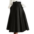 thumbnail image 3 of Women's Vintage Style Midi Skirt with Hidden Side Pockets and Flared Hem, Soft Stretch Fabric for All Day Comfort Black L, 3 of 7