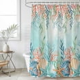 thumbnail image 4 of Shower Curtain Shell Starfish Bathroom Curtains with Hooks, Waterproof Fabric Ocean Coral Marine Life Green Bath Shower Curtains Set for Bathroom Bathtubs Decor 36x72 Inch, 4 of 9