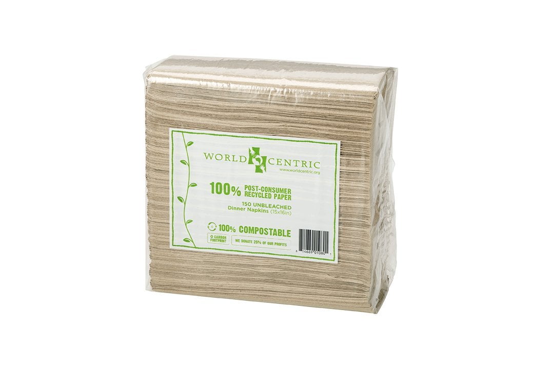 World Centric's 100 Biodegradable, 2PLY Dinner Napkins(5 Packs of 150