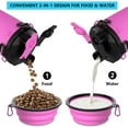 thumbnail image 2 of Dog Travel Water Bottle with Collapsible Bowls, Portable 2 in 1 Leakproof Pet Water Bottle Dispenser & Food Treat Container, Outdoor Food Water Dog Bowls for Walking, Trips, Camping & Hiking - Pink, 2 of 9