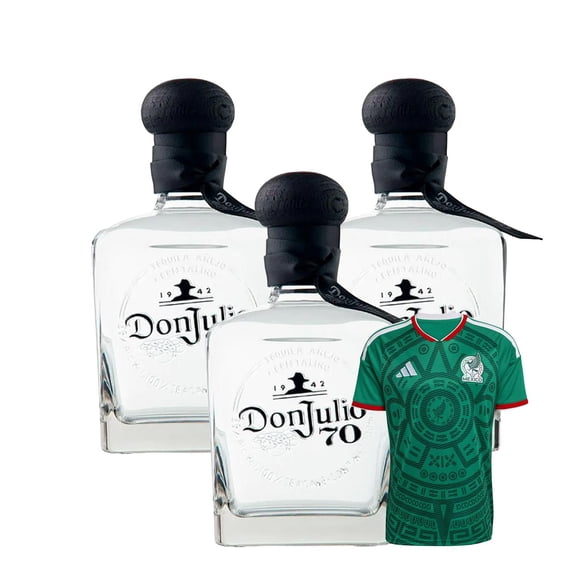 3 Tequila Don Julio 70 Añejo 700 ml + Jersey Verde