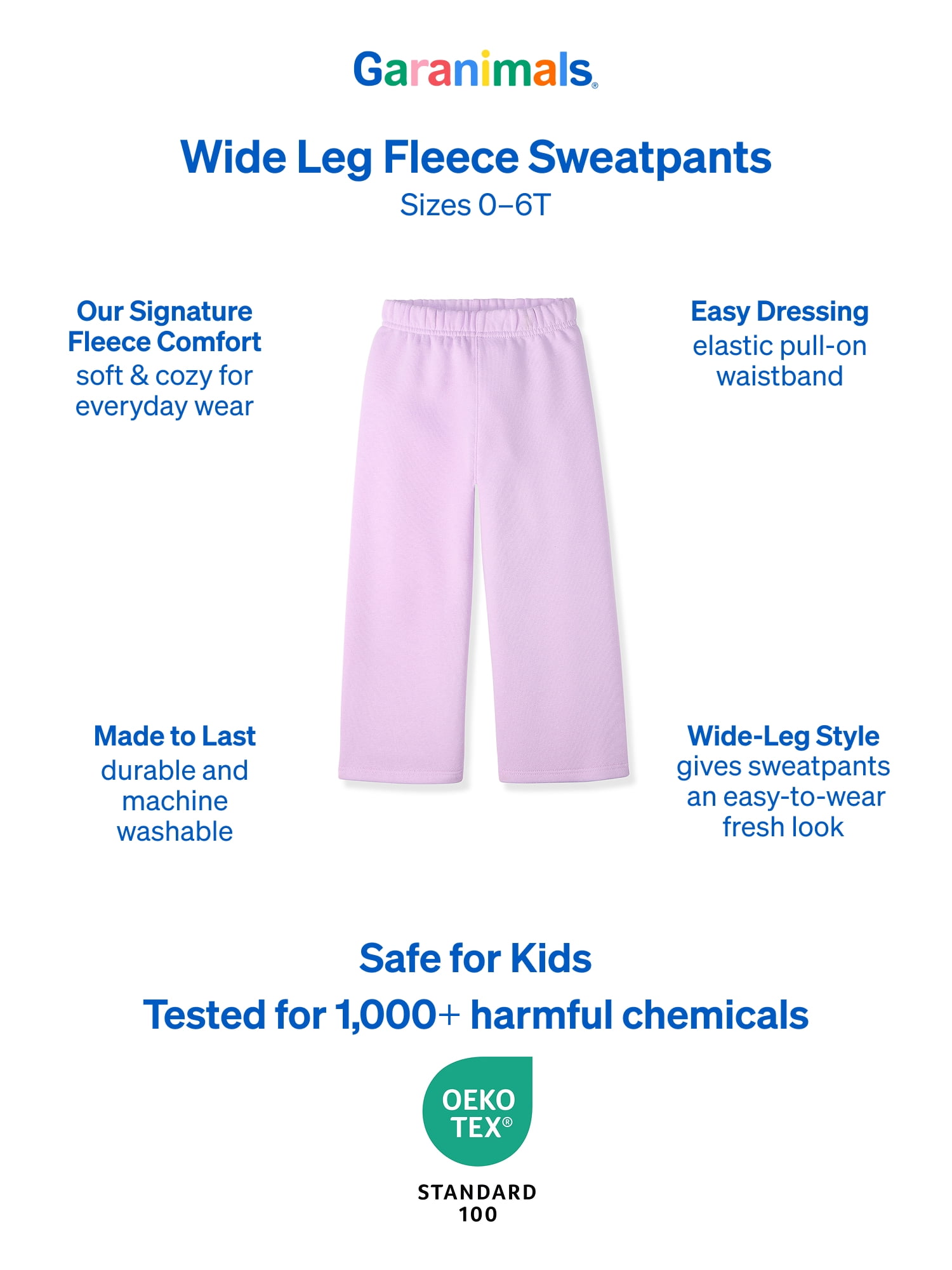 Garanimals Baby & Toddler Girls Fleece Sweatpants, Wide Leg, Sizes 0-6T