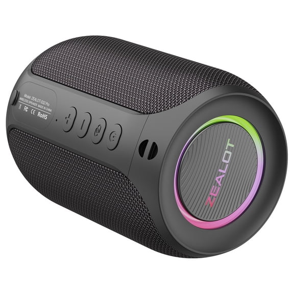 10W Portable Bluetooth Speaker with Stereo Sound, LED Light, BT5.2/ USB/TF/AUX, Thumb Drive, IPX5 Waterproof