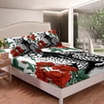 thumbnail image 4 of Erosebridal Leopard Bed Sheets Set,Cheetah Print Sheet Set Queen,Red Rose Leaves Sheets,Romantic Animal Floral Flat Fitted Sheet with 2 Pillowcases Wrinkle Free, 4 of 5