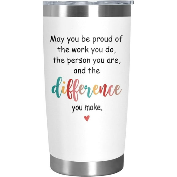 Appreciation Gifts for Coworkers - 20 oz Stainless Steel Insulated Coffee Tumbler With Lid - Mothers Day Birthday Inspirational Thank You Gifts for Women Boss Lady Friends Employee Teachers