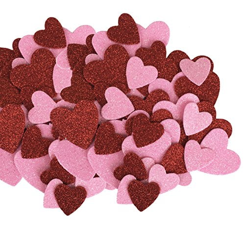 Red & Pink Glitter Hearts Table Scatter - Valentines, Weddings, Crafts