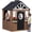 Black, variant on Sunnyfree Outdoor Playhouse for Kids, Wooden Playhouse with Doorbell, Phone, and Kitchen Toys, Ages 3 to 8, Wooden