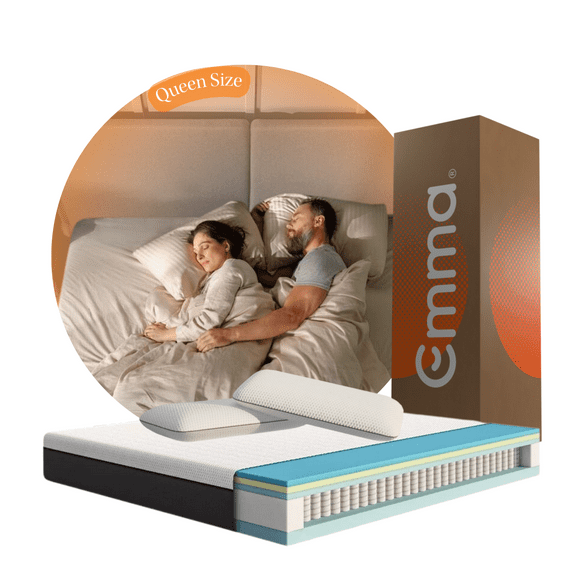 Combo Colchón Emma Hybrid Premium | Queen Size 150x190cm | Memory Foam Resortes y 2 Almohadas Memory Adapt Emma Combo Hybrid Premium