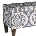 thumbnail image 2 of Benzara Leatherette Upholstered Wooden Bench with Button Tufted Lift Top Storage, Brown-Color:Blue and Gray,Material:Patterned Fabric, 2 of 5