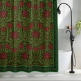 thumbnail image 2 of Vintage Red Roses Extra Long Shower Curtain Set, Waterproof Shower Curtains for Bathroom, Green Abstract Art Floral Ethnic Washable Fabric Bath Curtain for Bathtub Decoration with Hooks 72x96 Inches, 2 of 9