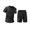 Black, variant on ZToonmas Men's Quick Dry Athletic Tracksuit Short Sleeve T-Shirt and Shorts Set High Elastic Compression Sportswear for Running