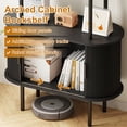 thumbnail image 5 of 71" Tall Fluted Arched Bookshelf with Sliding Doors, Mid Century Modern Metal Curved Bookshelf Cabinet with Storage and Adjustable Footpad, 4-Tier Open Display Storage Shelf for Home, Living Room, 5 of 8