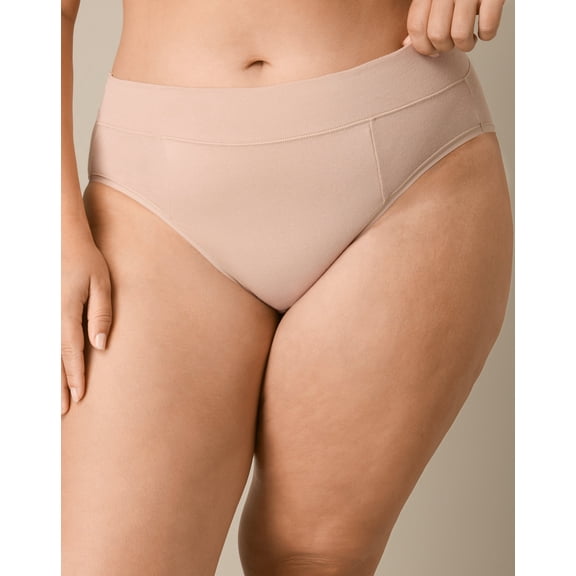 Playtex Tummy Smoothing High-Cut Brief Underwear Pack, 3-Pack (Plus Sizes) Heirloom White/Almond/Almond 2XL Women's