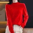 thumbnail image 2 of Breezora Chandail Col Roulé Semi-Confortable pour Femmes Manches Longues Coupe Ample pour Automne Hiver Confort Taille P Rouge, 2 of 5