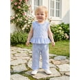 thumbnail image 6 of Loicainy Toddler Baby Girl Summer Clothes 6 12 18 24 Months 2T 3T 4T Cute Plaid Button Down Ruffle Tank Tops with Pants 2Pcs Outfits Set, 6 of 9