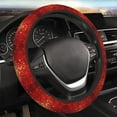 thumbnail image 5 of Rateoe Red Gold Glitter Pattern Elastic Stretch Steering Wheel Cover, Universal 15 inch, Microfiber Breathable , Anti-Slip, Odorless, Easy Carry, 5 of 6