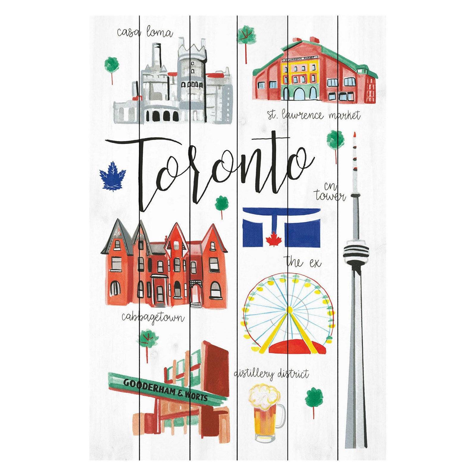 Marmont Hill "Toronto Life" by Molly Rosner Painting Print on White Wood