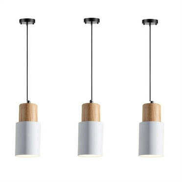 JLOWCO Set of 3 Single Pendant Lights Kitchen Island,farmhouse 3 Light Pendant Over Sink Lighting Fixtures Kitchen,Pendant Lights Kitchen Island White (LED Bulb Include)