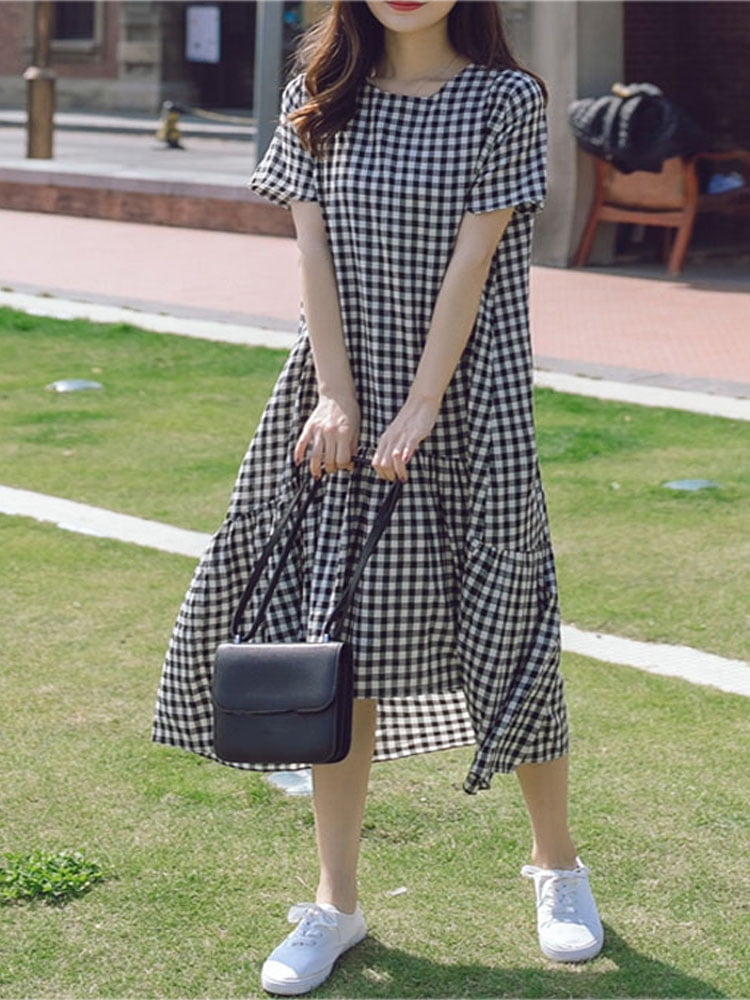 plaid t shirt dress