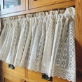 thumbnail image 2 of Handmade Crochet Curtain Tiers Rustic Boho Curtain Valance for Kitchen Window Farmhouse Coffee Bathroom Closet Decor Room Divider Rod Pocket Hollow Short Lace Curtains, 2 of 6
