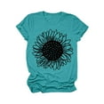 thumbnail image 4 of Bovemsi Women's Sunflowers Short Sleeve T Shirts Vintage Cute Graphic Crew Neck Summer Casual Tops, Blue Women's Summer Short Sleeve T-Shirts, L, 4 of 4