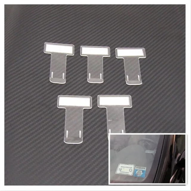 5 Pcs Clear Parking Ticket Holder Plastic Timed Ticket Holder Car Windshield Ticket Holder with Tape, Model: Transparent