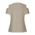 thumbnail image 4 of Brown Womens Tops Summer Tops for Women 2025 Eyelet Cold Shoulder Short Sleeve T Shirts Solid Casual Ring Hollow Top Basic Shirts Tees Shirts for Women, 4 of 6