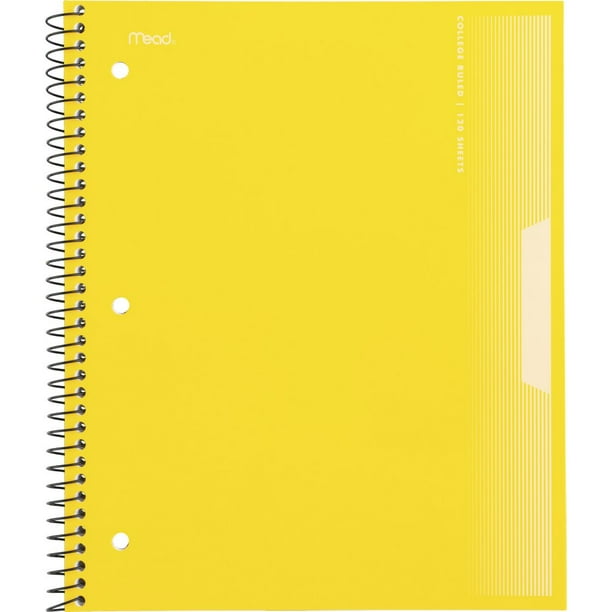 Mead Spiral Notebook, 3 Subject, College Ruled, 8 1/2" x 11", Yellow (820205FCWMT)