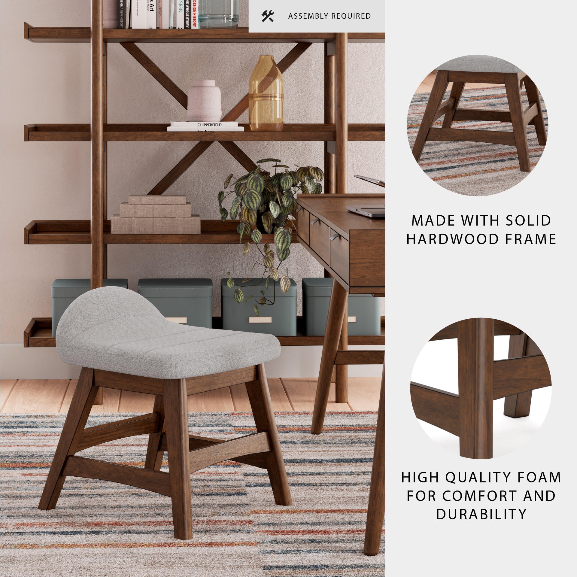 Signature Design by Ashley Lyncott Home Office Desk Chair, Light Gray/Brown