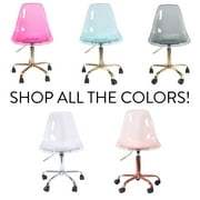 Urban Shop Acrylic and Metal Rolling Office Chair, Silver