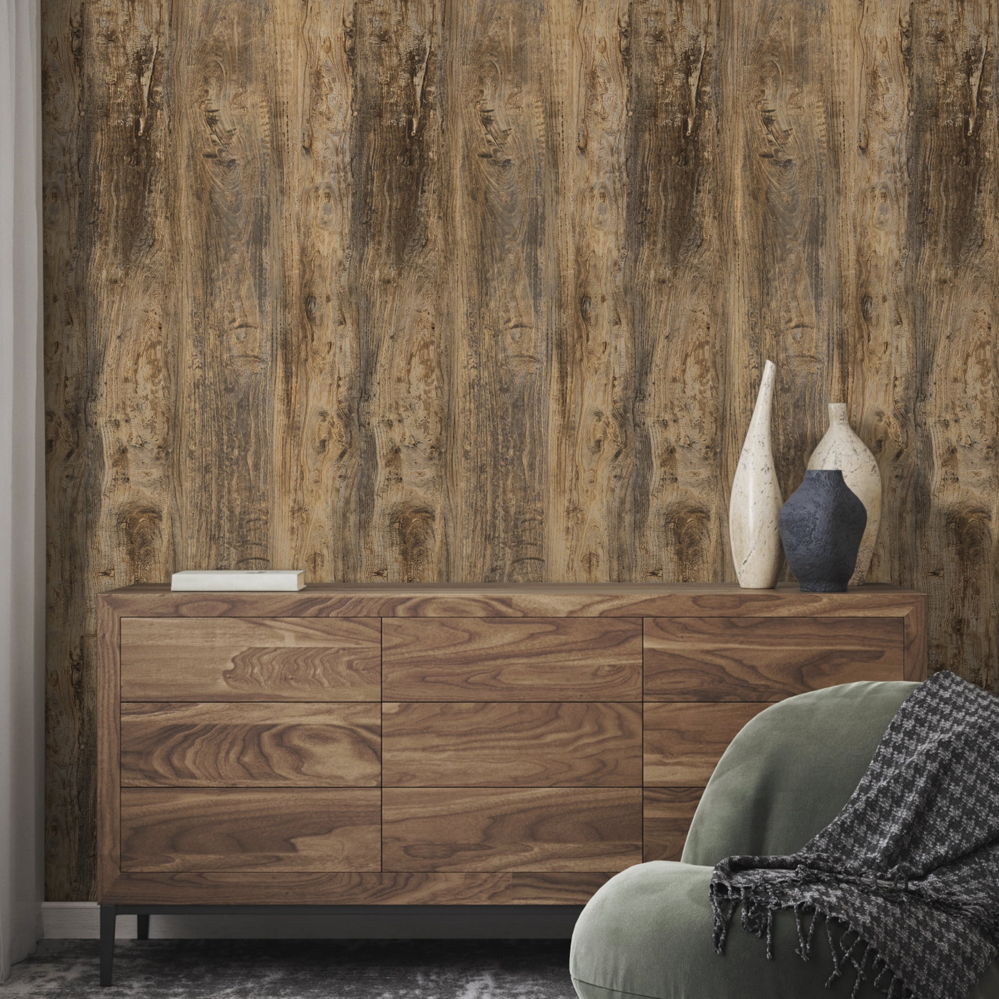 Abyssaly 15.7" x 394" Brown Wood Grain Contact Paper Peel and Stick Wallpaper Antique Wood Contact Paper for Cabinets, Self-Adhesive Detachable Wood-Facing Wallpaper for Countertop Drawer