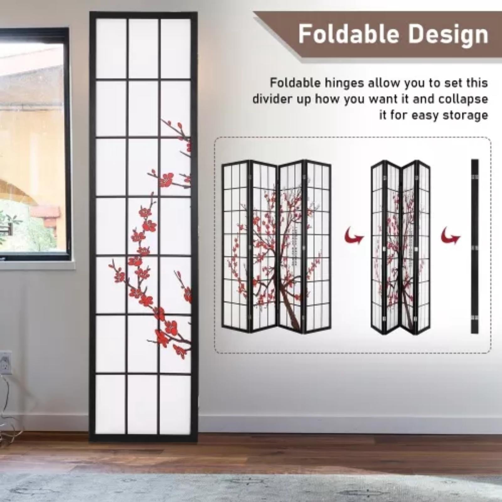 NiamVelo 4 Panel Room Dividers 6Ft Folding Privacy Screens Portable Room Partition , Freestanding Tall Room Divider, White