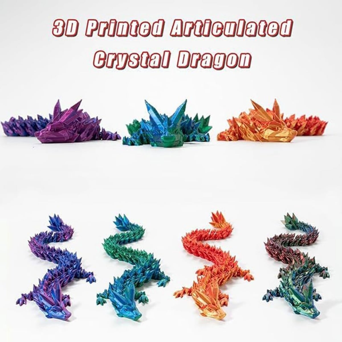 Dragon de cristal imprimé en 3D, jouet articulé, oeuf en option - France