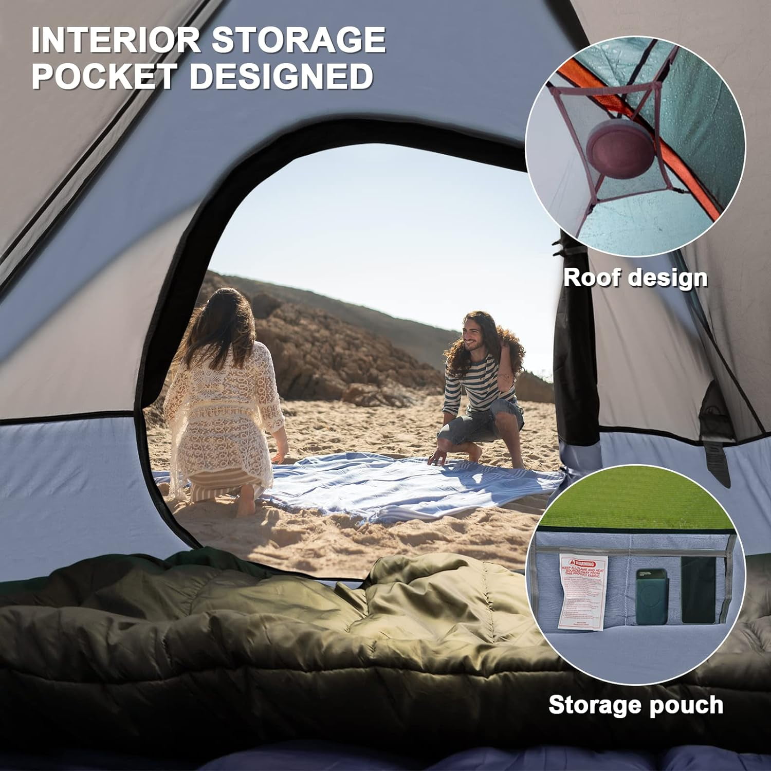 UNP Camping Tent 4 Person, Waterproof Windproof Tent with Rainfly Easy Set up-Portable Dome Tents for Camping