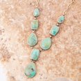 thumbnail image 5 of Genuine Blue Turquoise Roped Golden Bronze Y Necklace, 5 of 5