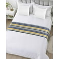 thumbnail image 5 of Xipuska Navy Blue Yellow Striped Bed Runners for Cal King Size Bed, Decorative Bed Throws for Foot of Bed, Farmhouse Vintage Stripe Bed Runner Sofa Throw Bedding Scarf Protector Slipcover for Bedroom, 5 of 6