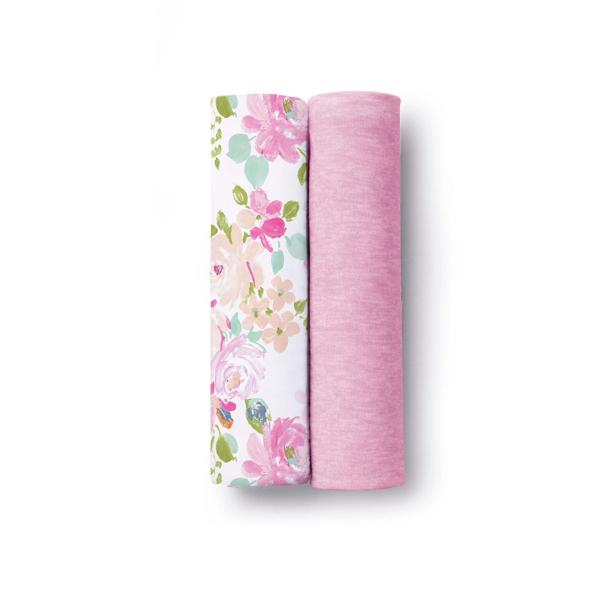 BreathableBaby Swaddle Blanket, Watercolor Bloom & Pink Heather, 2 Pack